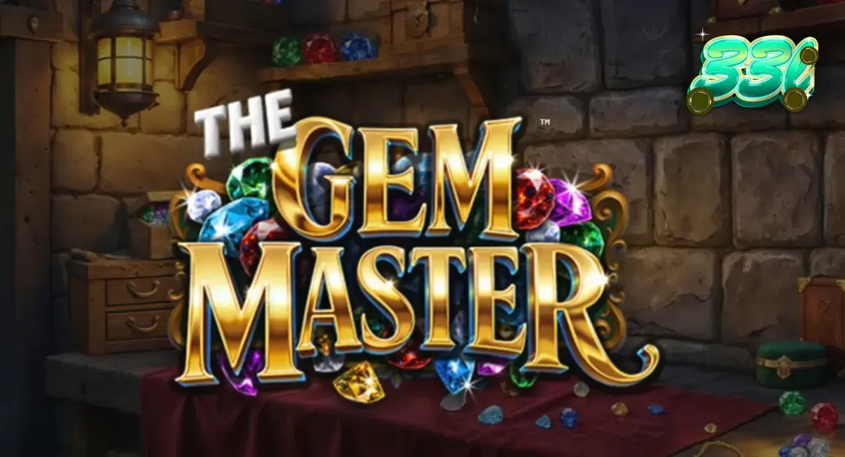 Tampilan visual slot The Gem Master dengan latar bengkel perhiasan yang mewah dan berkilau